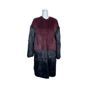 Color Block Fur Coat